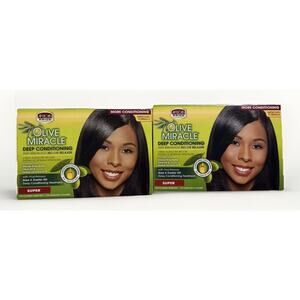 African Pride Olive Miracle No Lye Relaxer Super Deep Conditioning 2 Pack NEW